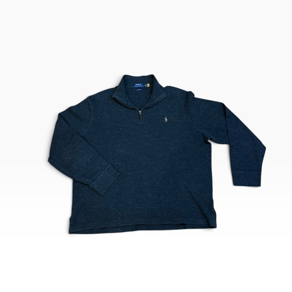 Polo Ralph Lauren Mens Estate Rib Quarter Zip Pullover Charcoal Grey Large